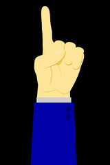 Counting or Vote Hand, One, at black background
