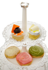 mini cake and donuts set up for child's birthday party