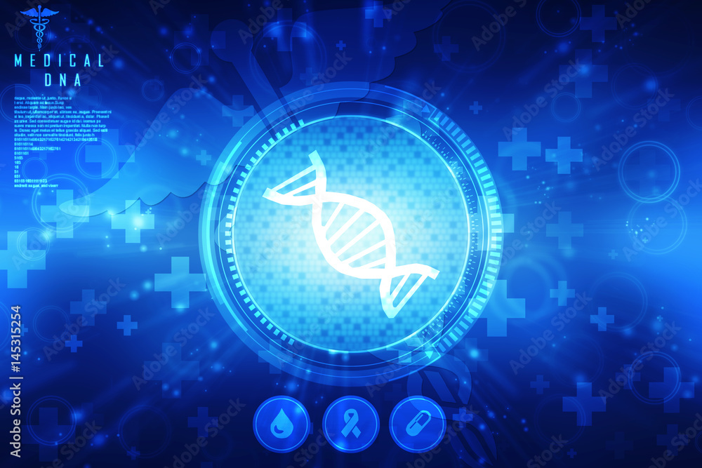 Poster 2d render of dna structure, abstract background