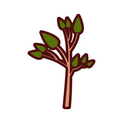 Obraz premium colorful thick silhouette of small tree with leafs vector illustration