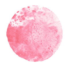Watercolor pink circle on white background
