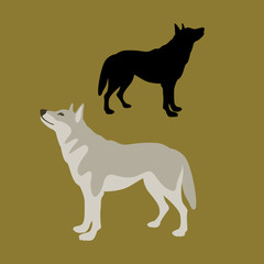 Wolf vector illustration style Flat  black silhouette