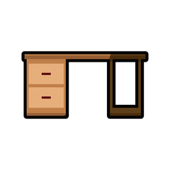 desk furniture office work shadow vector illustration eps 10