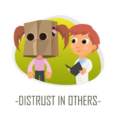 Distrust in others medical concept. Vector illustration.