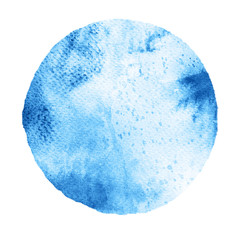 Watercolor blue circle on white background