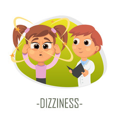 Dizziness medical concept. Vector illustration.