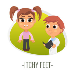 Itchy feet medical concept. Vector illustration.