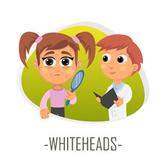 Whiteheads medical concept. Vector illustration.