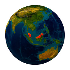 Malaysia highlighted on globe