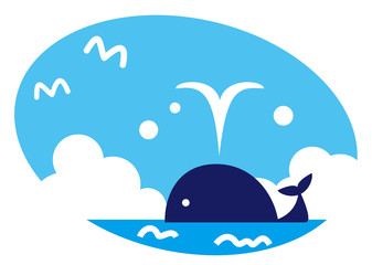 夏の海　クジラの潮吹き