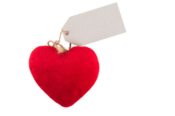 Tag on the heart on a white background