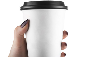 Coffee in a disposable glass in hand