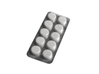 Blister pack of pills isolated on white background