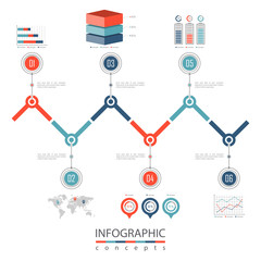 Infographic timeline template can be used for chart, diagram, web design, presentation, advertising, history. Vector infographic illustration