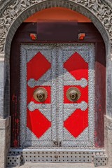 Red iron door in China