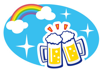 幸せ　生ビールで乾杯 © マルノブ