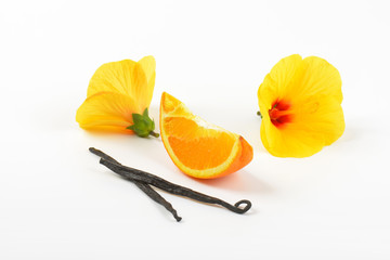 hibiscus, orange and vanilla pods