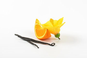 hibiscus, orange and vanilla pods