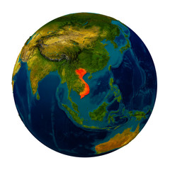 Vietnam highlighted on globe
