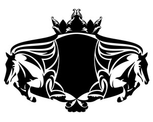 jumping horses and crown vector heraldry
