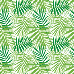Tropical palm leaves, jungle leaves seamless vector floral pattern. Seamless exotic background with tropical leaves. Vector illustration.
