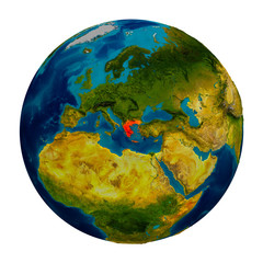 Greece highlighted on globe © harvepino
