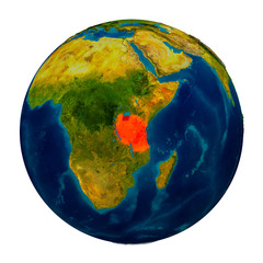 Tanzania highlighted on globe