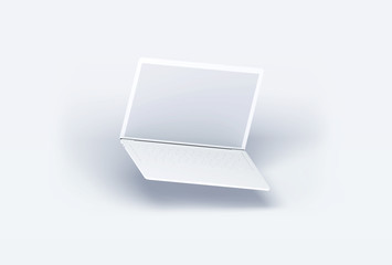 Laptop with blank computer screen. Mock up. 3d illustration