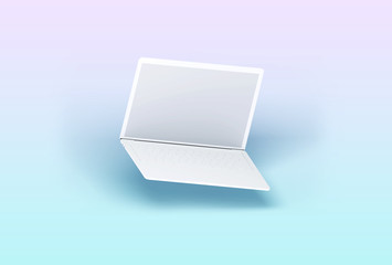 Laptop with blank computer screen. Mock up. 3d illustration