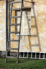 Two Old Wooden Ladders