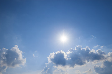 Sun in blue cloudy sky