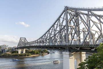 Brisbane Story Bridge over Brisbane River. The bridge carries vehicular, bicycle and pedestrian traffic