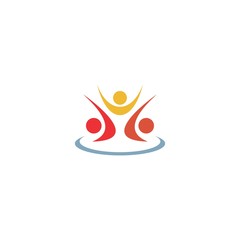 abstract colorful people teamwork and care logo template