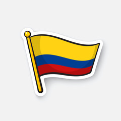 Vector illustration. National flag of Colombia. Location symbol for travelers. Cartoon sticker with contour. Decoration for greeting cards, posters, patches, prints for clothes, badges, emblems