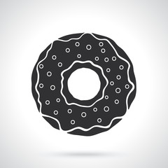 Vector illustration. Silhouette of donut with glaze and powder. Patterns elements for greeting cards, wallpapers