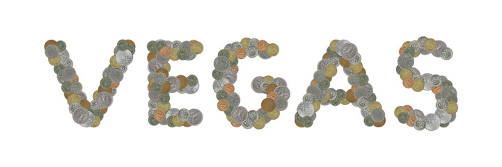 VEGAS – Coins on white background