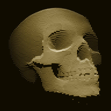 Vector skull constructed with random numbers. Internet security concept illustration. Virus or malware abstract visualization. Hacking big data image