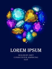 Greeting card with sparkling gems