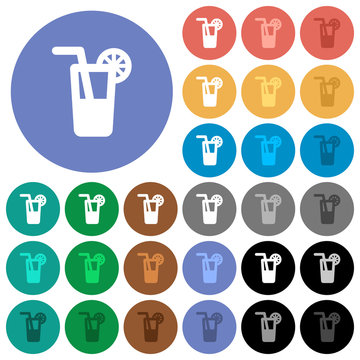 Longdrink round flat multi colored icons