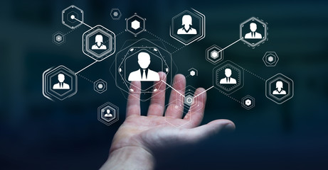 Businessman using digital social network 3D rendering