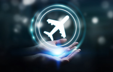 Businesswoman booking her flight with modern digital application 3D rendering