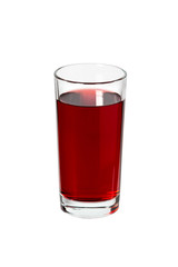 Cherry juice in glass on white background