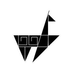 Black and white logo of ethnic llama. Isolated illustration for logo © Elena