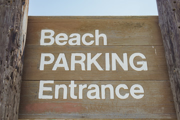 The beach parking sign
