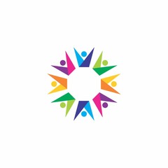 abstract colorful people teamwork icon logo