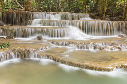 Natural multple layers stream waterfall, natural landscape background