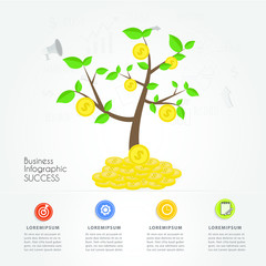 Growth money to success. can used for banner,infographic,data,presentation Timeline business,chart, workflow layout,brochure,leaflet ,web design, number options.Vector illustration.
