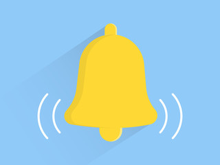 Gold Bell icon vector, Alarm, service bell, hand bell sign