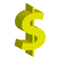 3D dollar symbol on white background