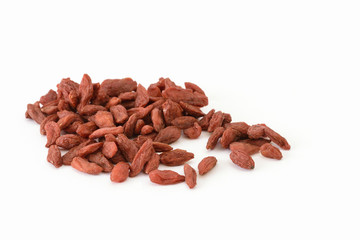 Goji berries on white